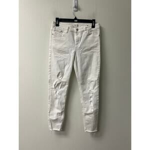 Mango White Denim Ripped Skinny Jeans Sz 6
